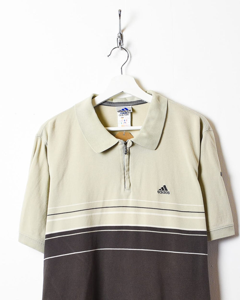 Vintage 90s Neutral Adidas 1/4 Zip Polo Shirt - X-Large Cotton