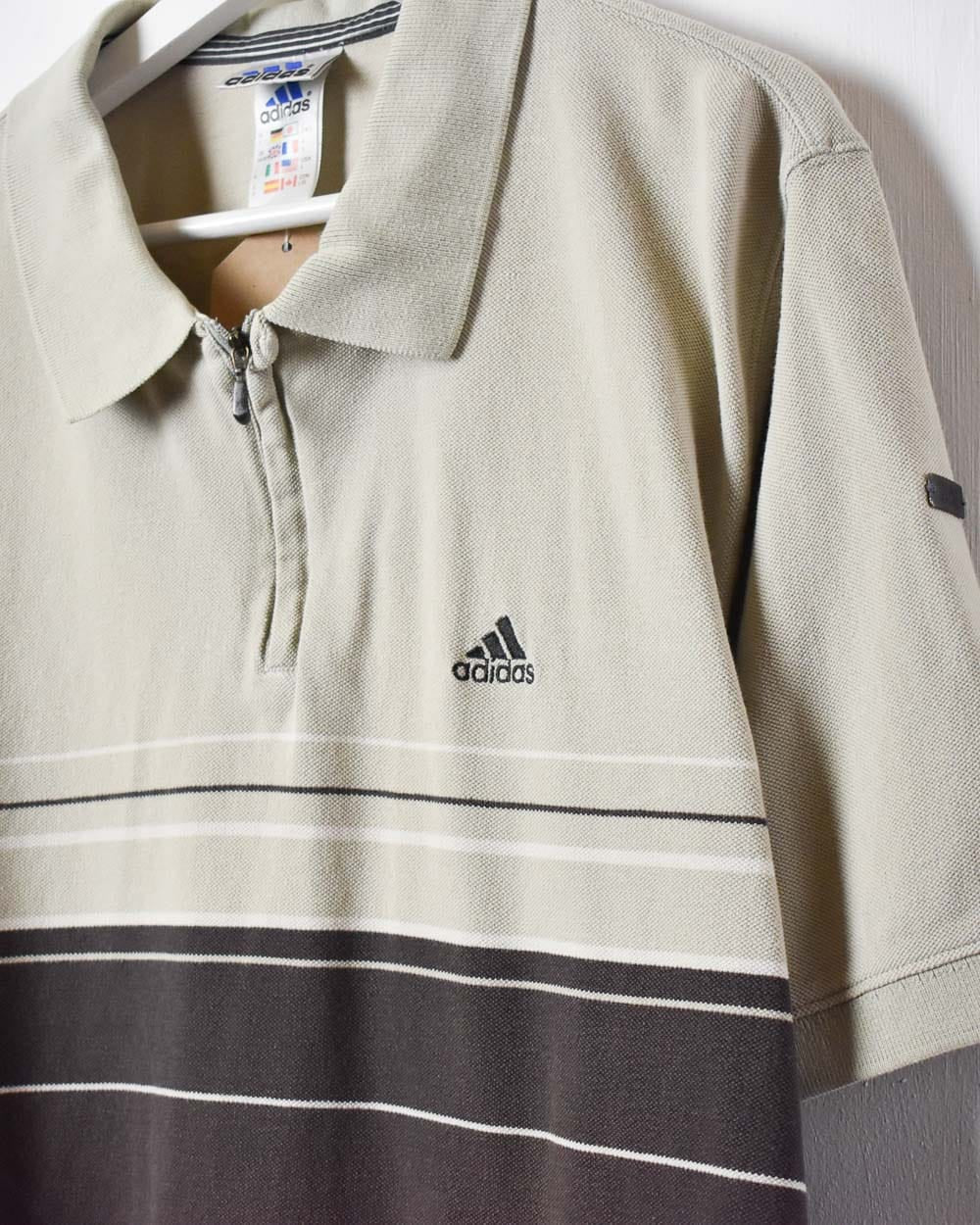 Neutral Adidas 1/4 Zip Polo Shirt - X-Large