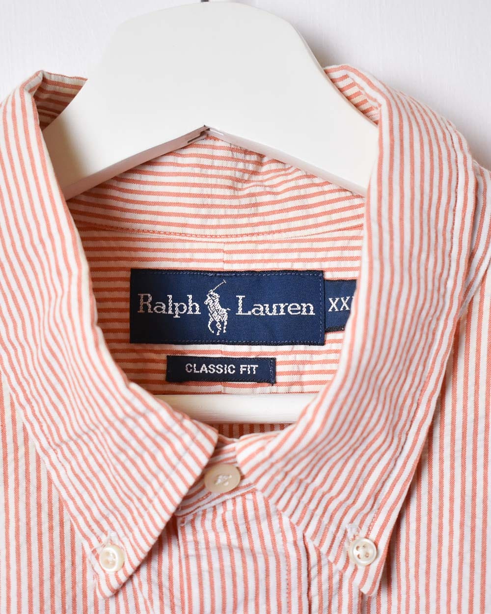 Orange Polo Ralph Lauren Textured Striped Short Sleeved Shirt - XX-Large
