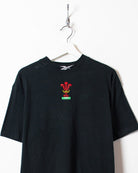 Black Reebok Wales Rugby Union Mock Neck T-Shirt - Large