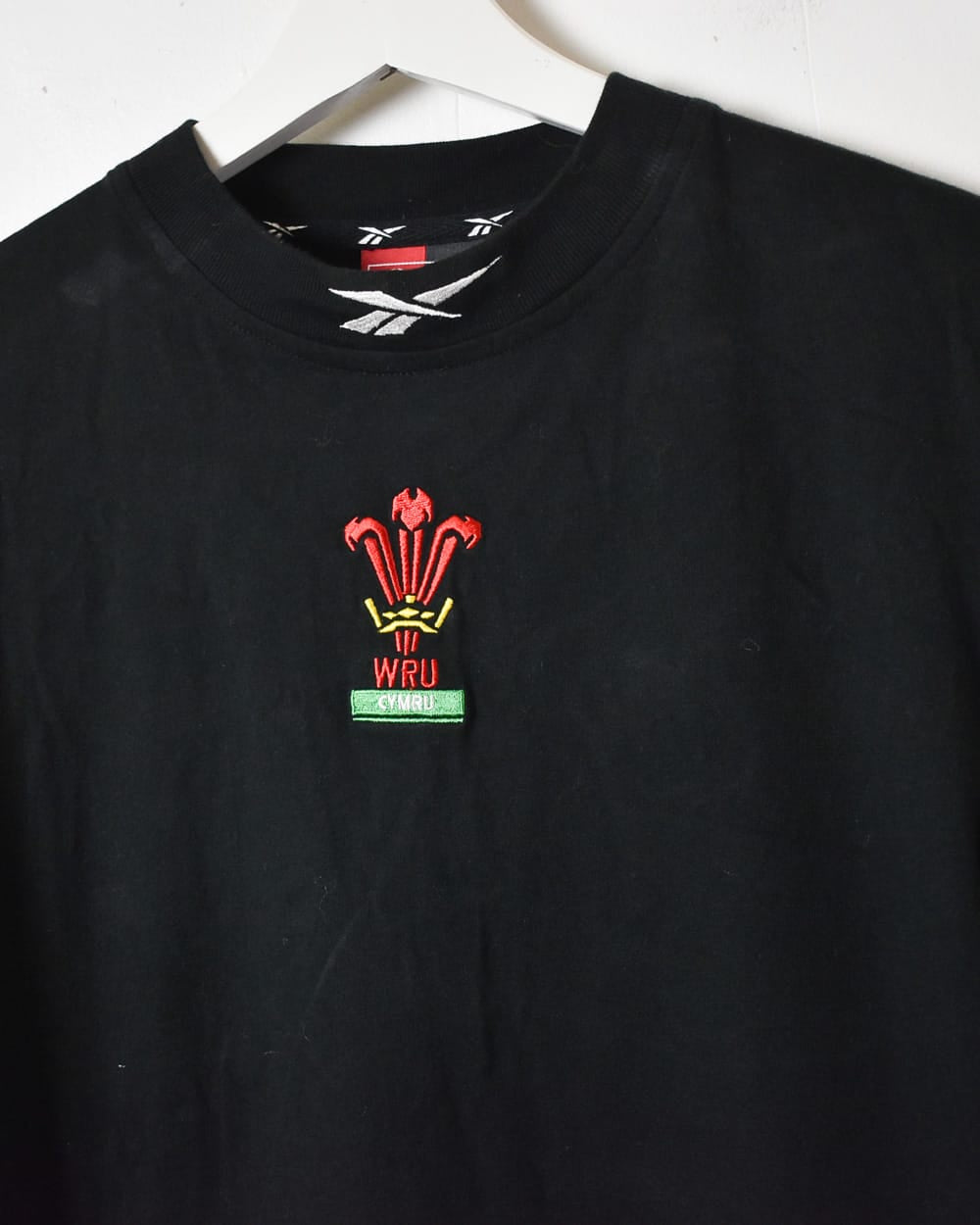 Black Reebok Wales Rugby Union Mock Neck T-Shirt - Large