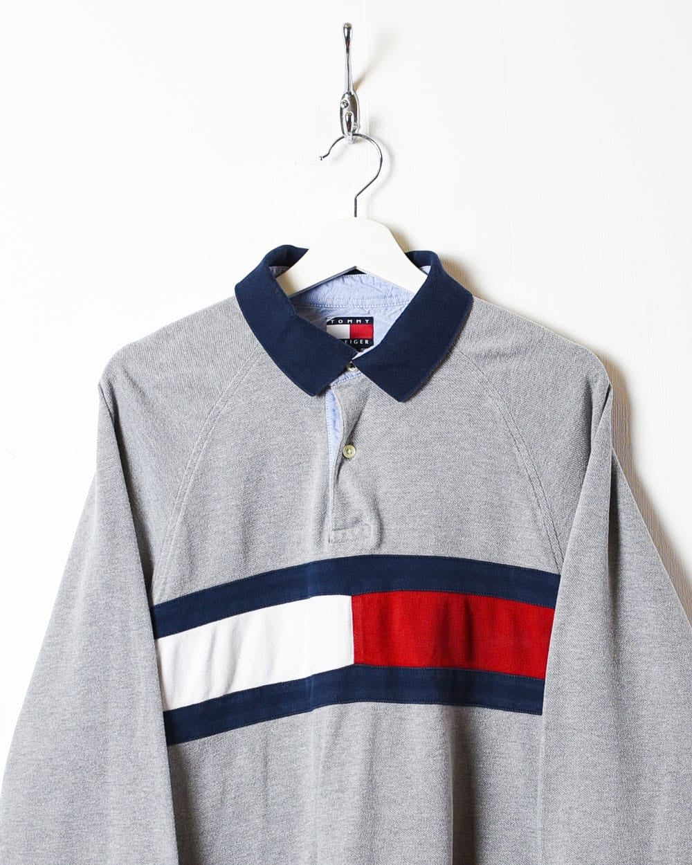 Stone Tommy Hilfiger Long Sleeved Polo Shirt - Medium