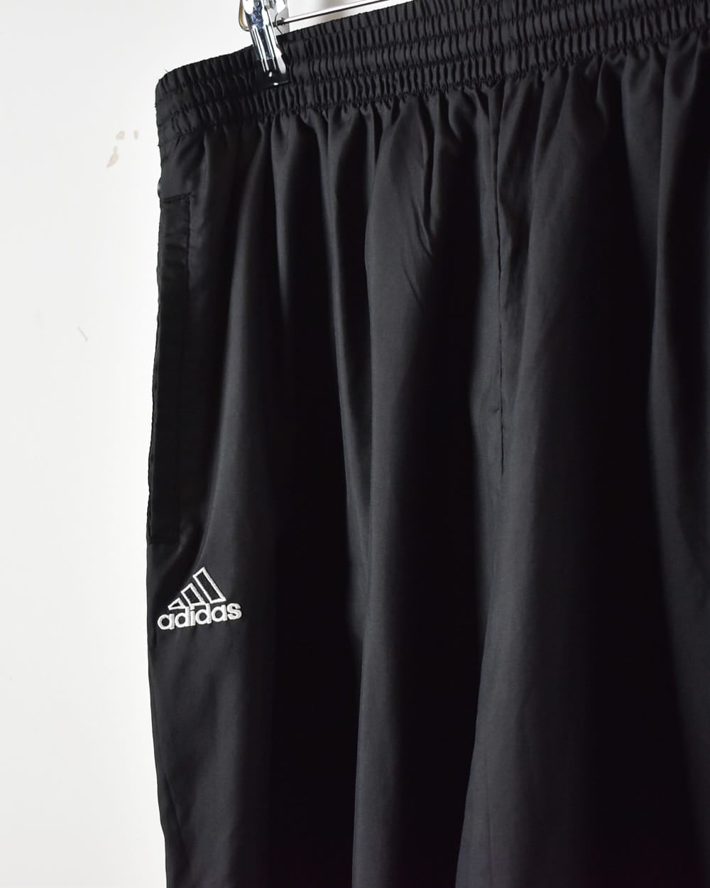 Black Adidas Popper Tracksuit Bottoms - X-Large