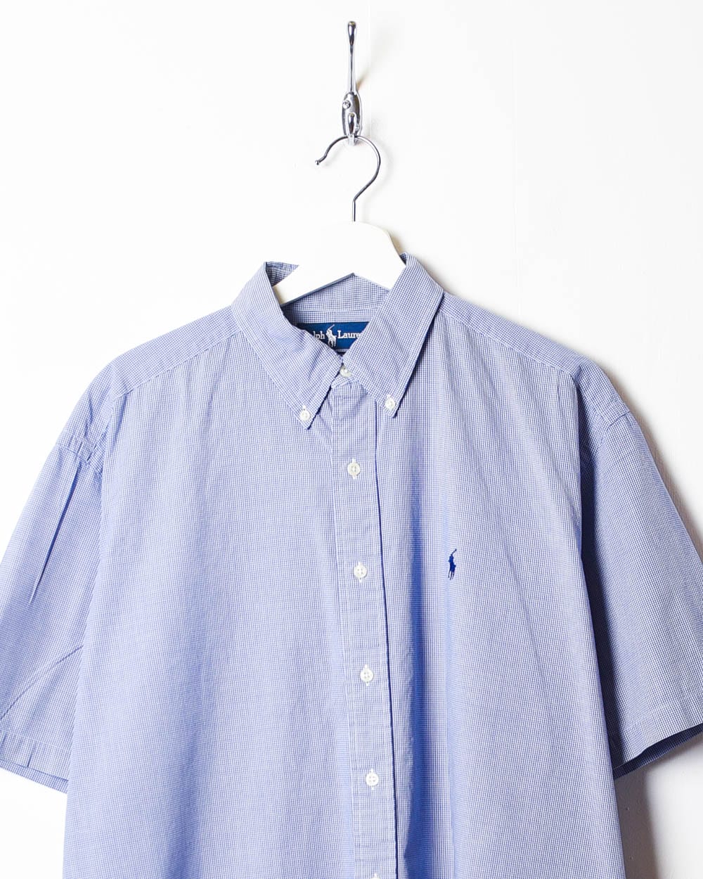 Blue Polo Ralph Lauren Checked Short Sleeved Shirt - Large