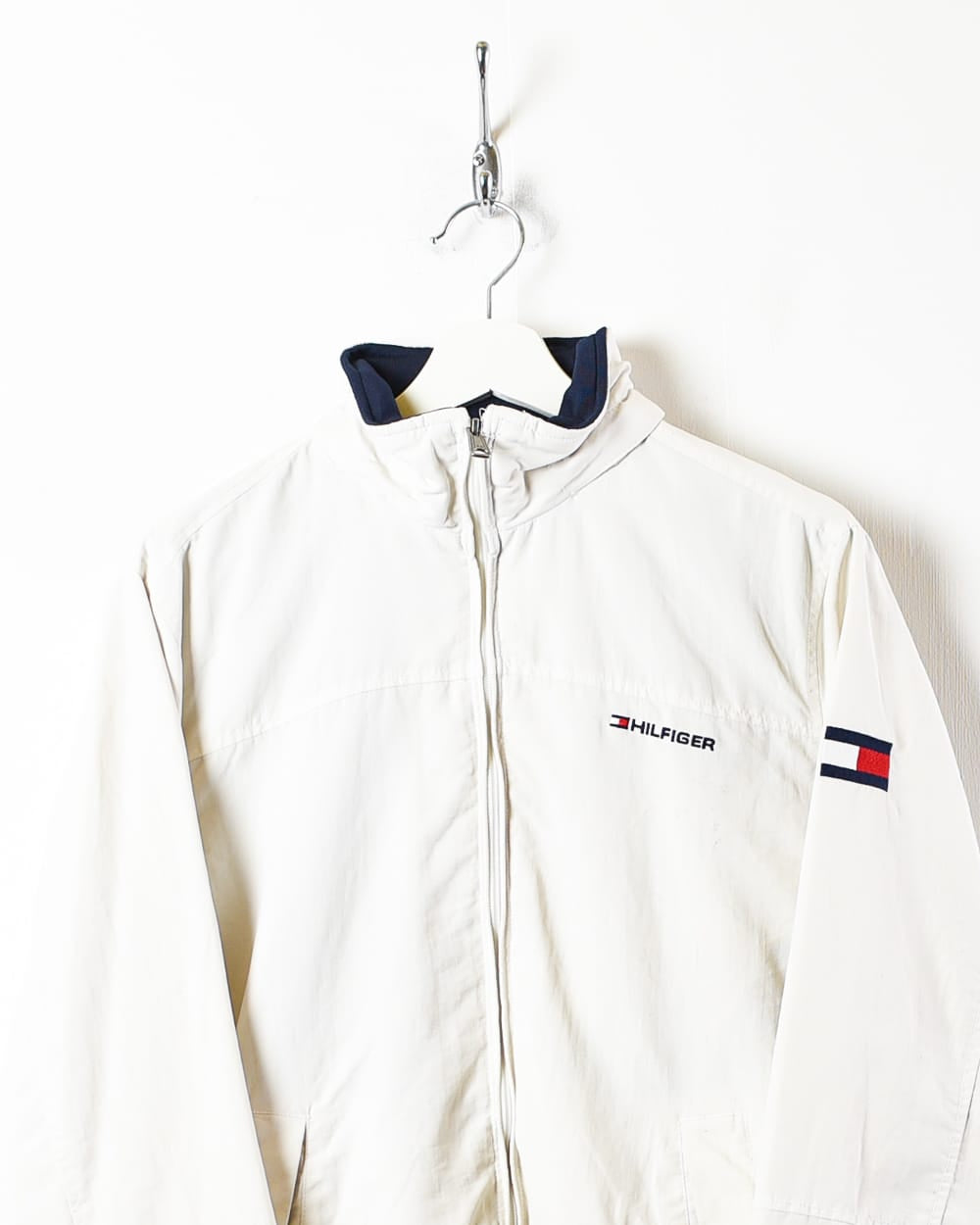 All white tommy hilfiger windbreaker store