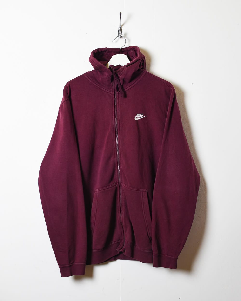 Maroon Nike Zip-Through Hoodie - Large