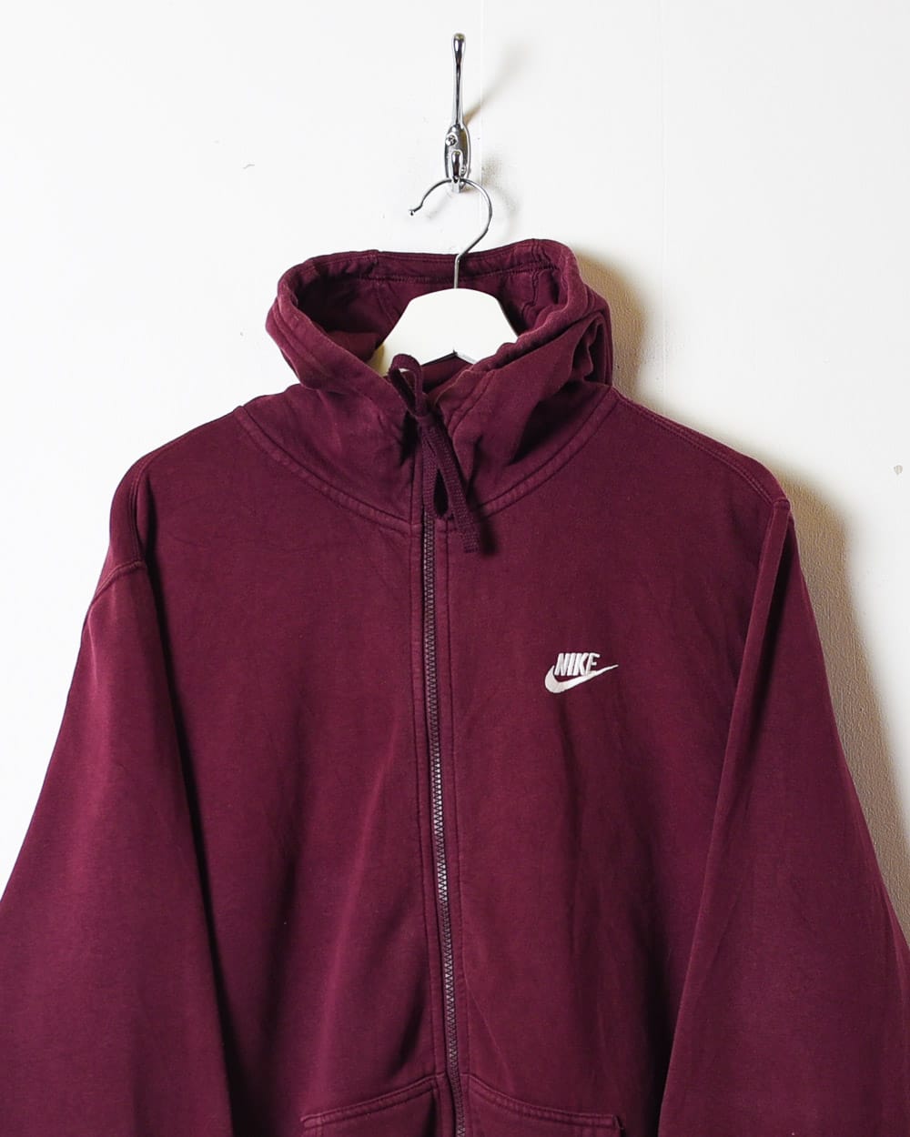 Maroon Nike Zip-Through Hoodie - Large