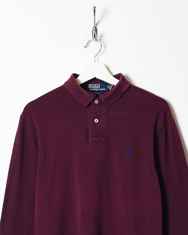 Maroon Polo Ralph Lauren Long Sleeved Polo Shirt - Medium