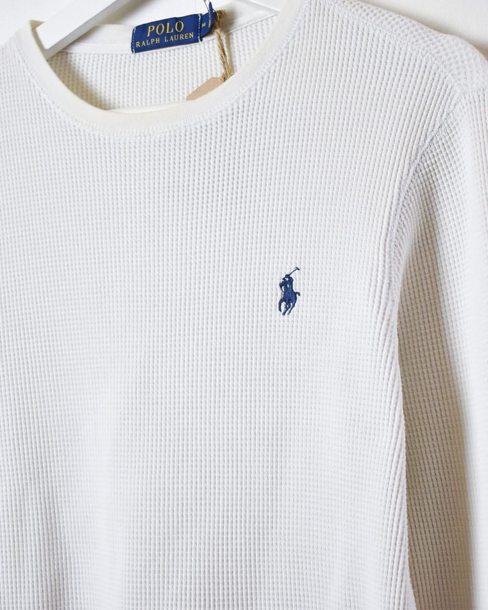 White Polo Ralph Lauren Textured Sweatshirt - Medium Women's