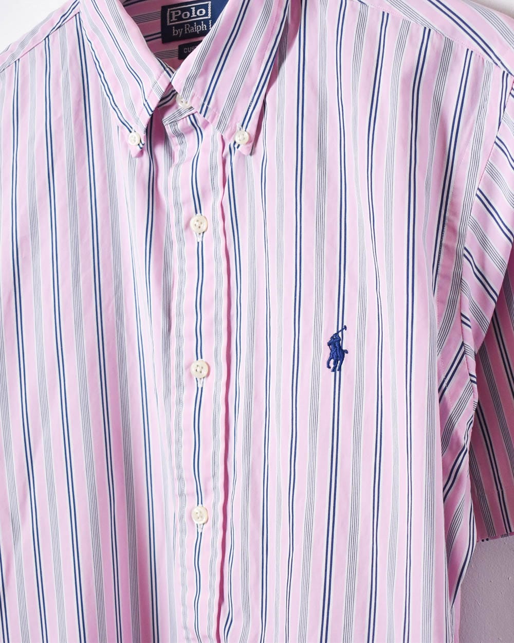 Pink Polo Ralph Lauren Striped Short Sleeved Shirt - Medium