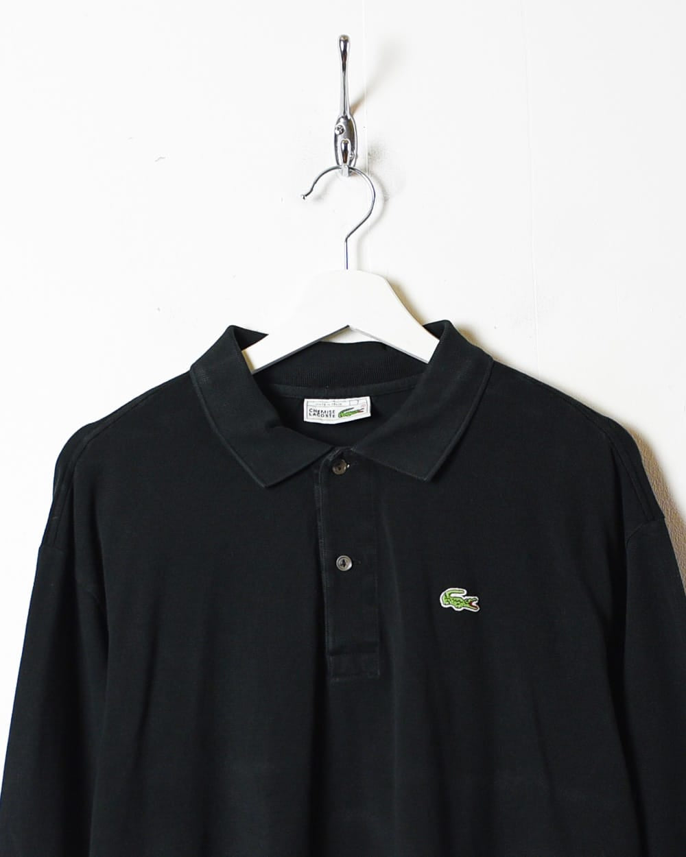 Vintage 90s Black Chemise Lacoste Long Sleeved Polo Shirt X Large Cotton Domno Vintage