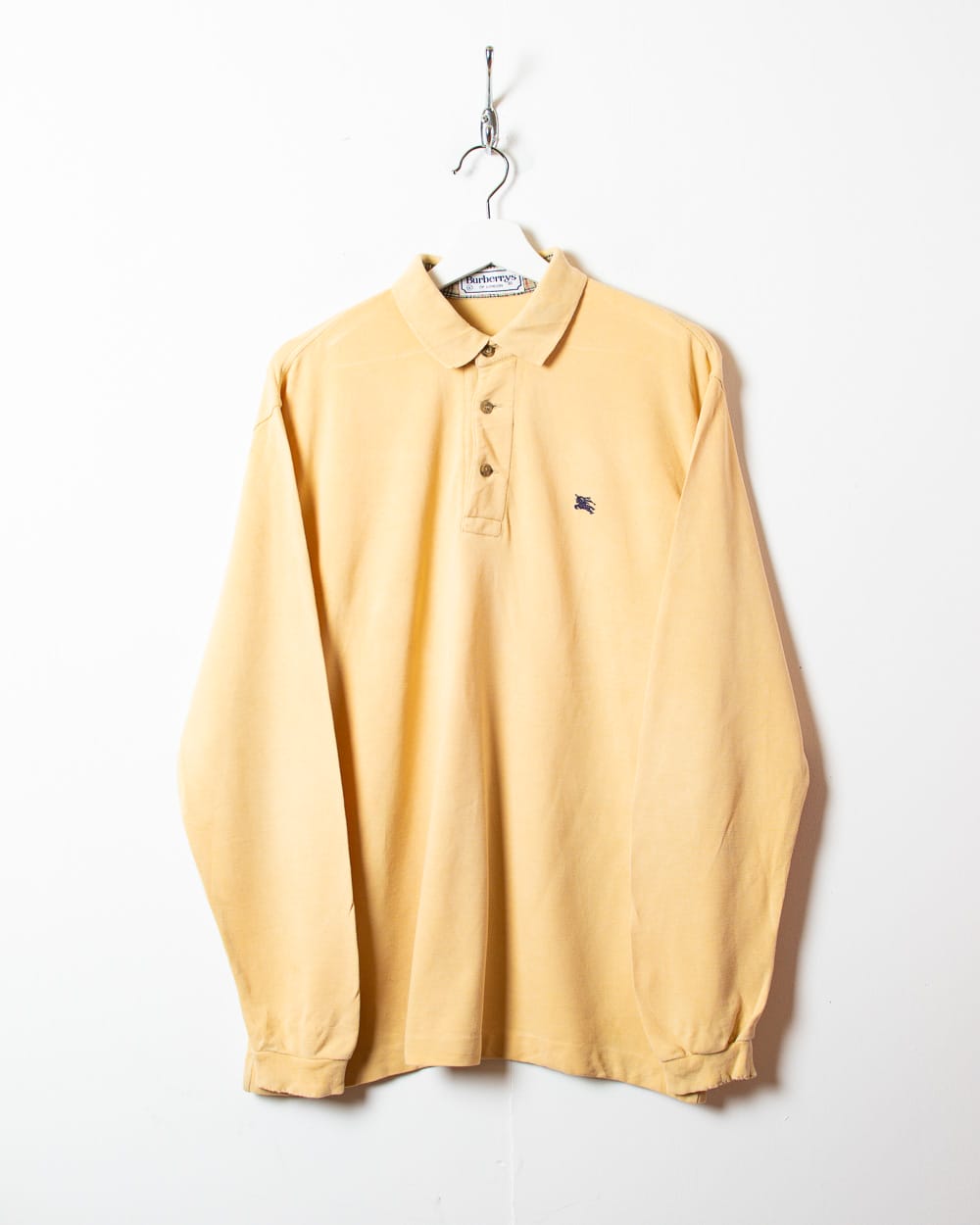 Neutral Burberry Long Sleeved Polo Shirt - Large