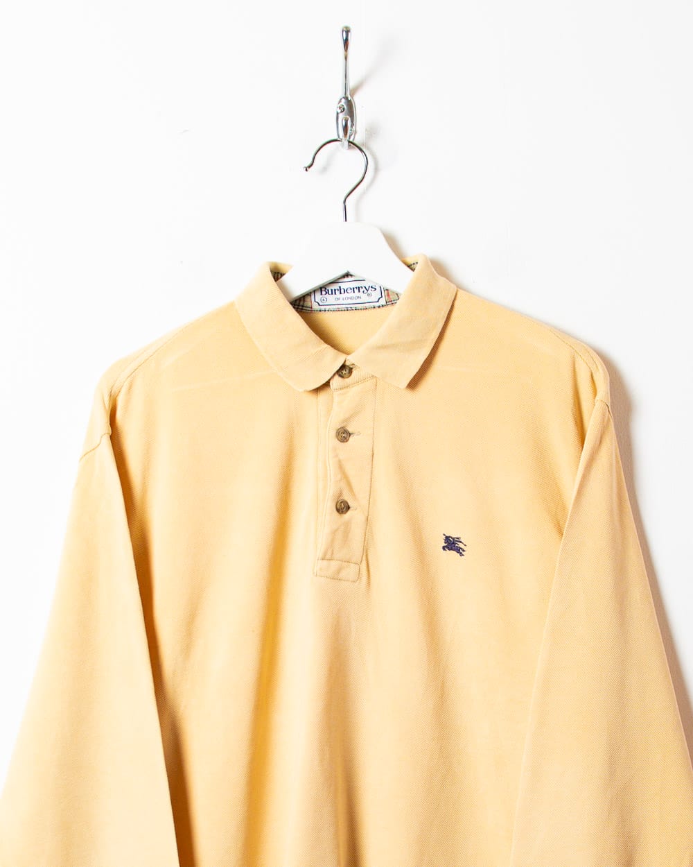 Neutral Burberry Long Sleeved Polo Shirt - Large