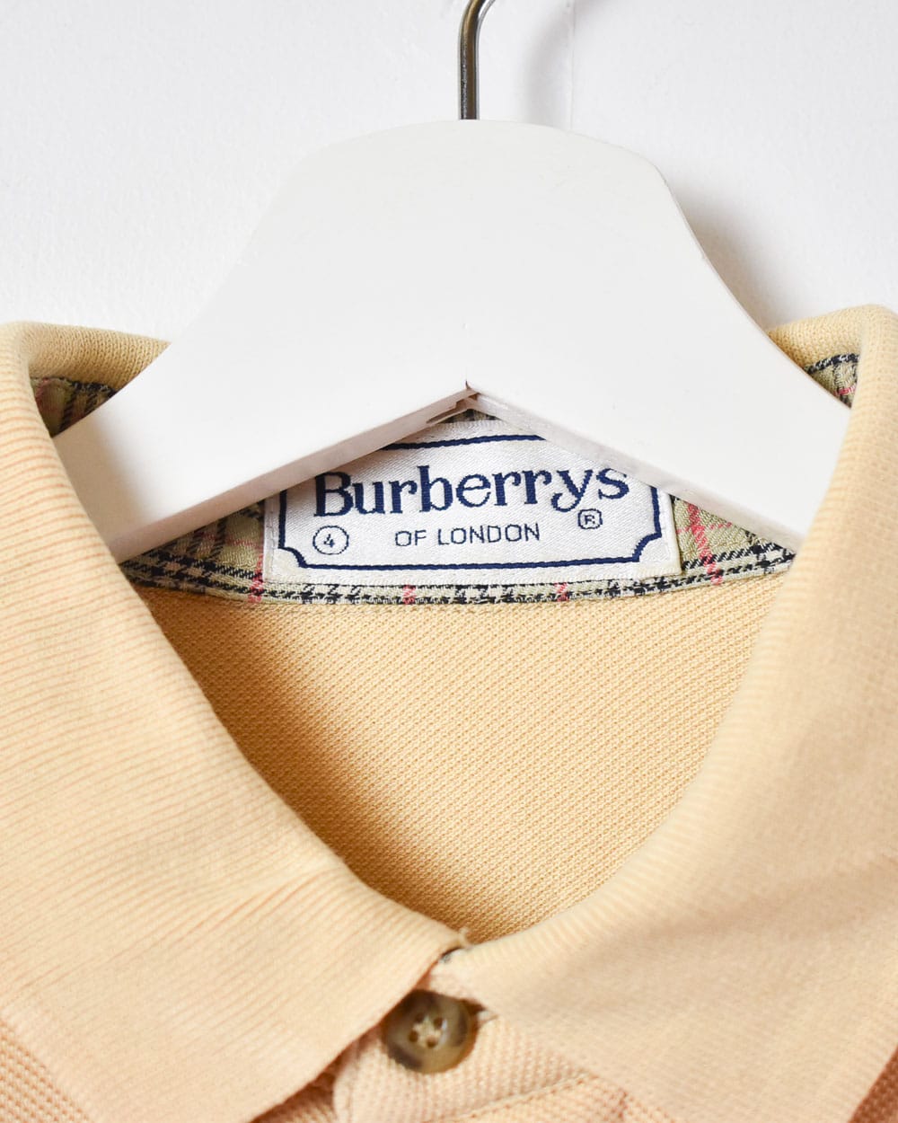 Neutral Burberry Long Sleeved Polo Shirt - Large