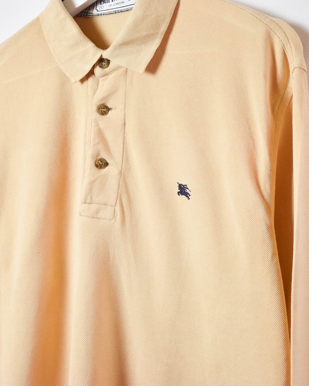 Neutral Burberry Long Sleeved Polo Shirt - Large