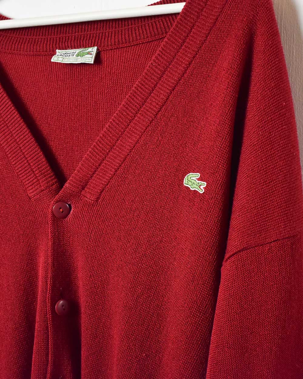 Red Chemise Lacoste Knitted Cardigan - Large