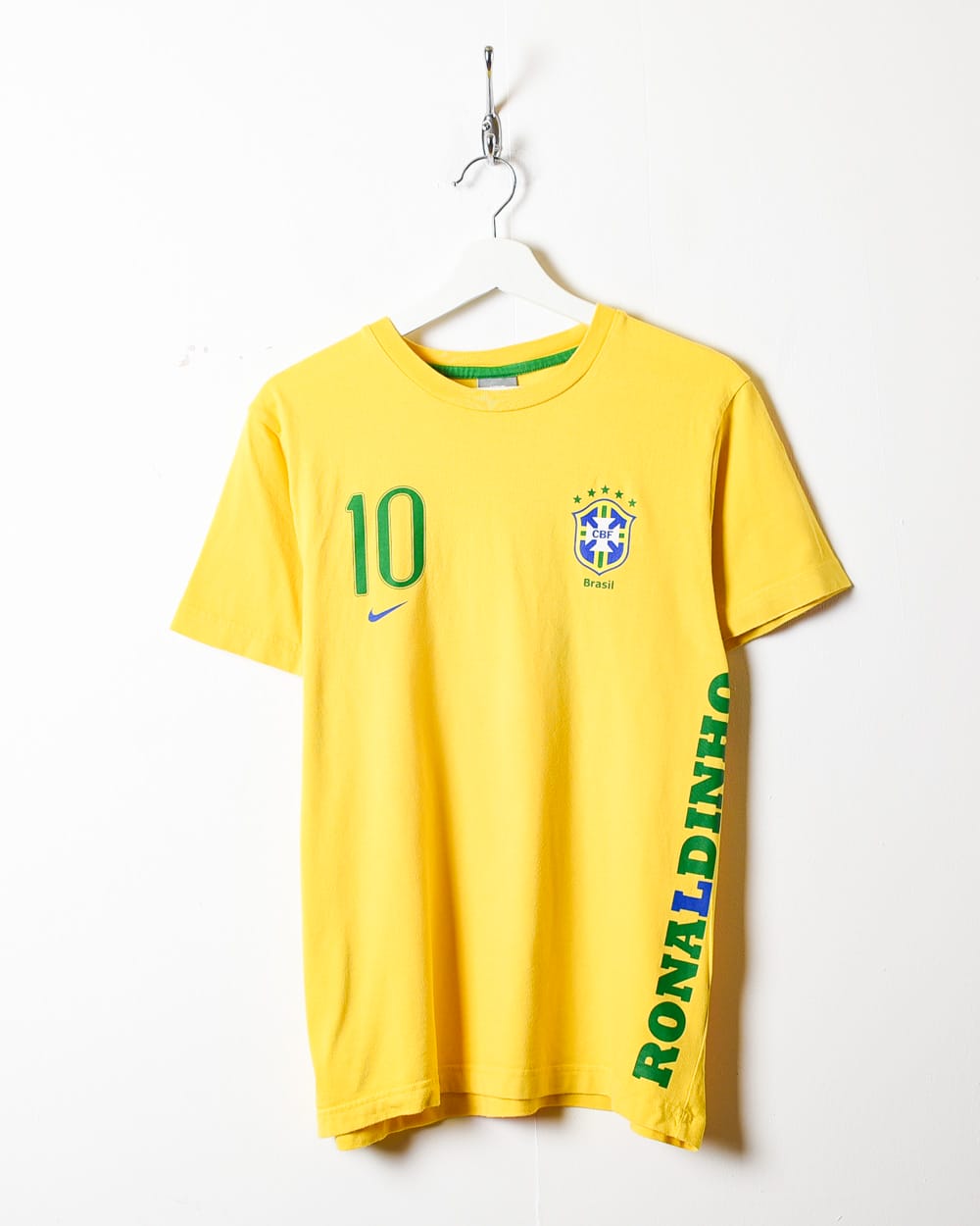 Yellow Nike Brazil Ronaldinho 10 T-Shirt - Medium