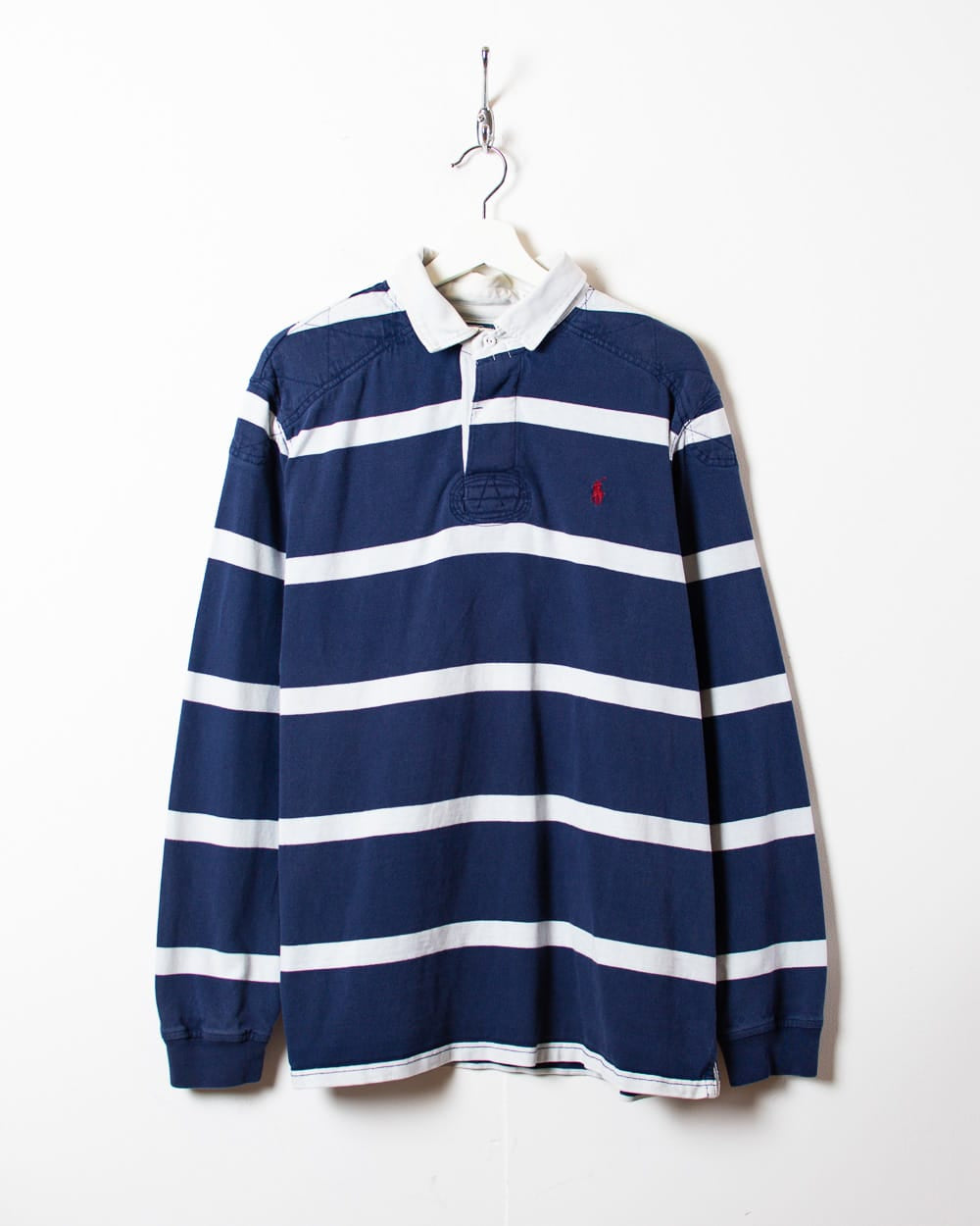 Navy Polo Ralph Lauren Striped Rugby Shirt - X-Large