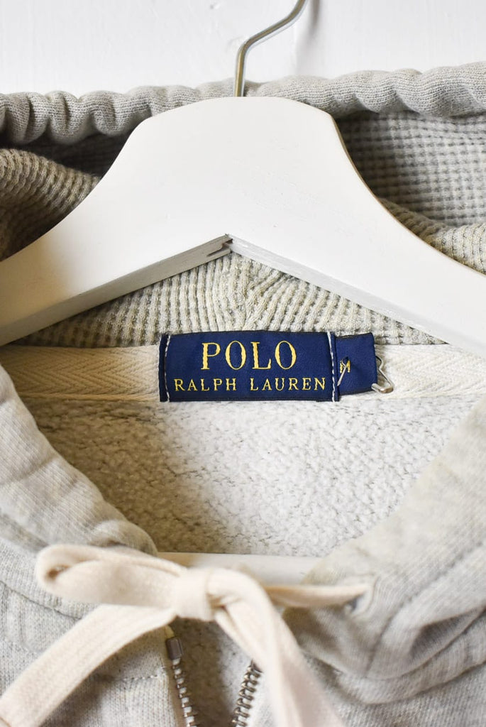 Vintage 10s+ Stone Polo Ralph Lauren Zip-Through Hoodie - Small Cotton ...
