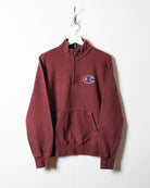 Maroon Champion 1/4 Zip Sweatshirt - Small