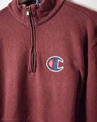 Maroon Champion 1/4 Zip Sweatshirt - Small