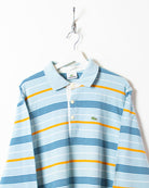 BabyBlue Lacoste Striped Long Sleeved Polo Shirt - Large