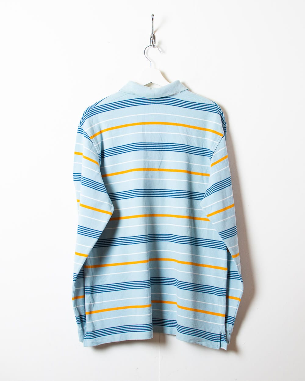 BabyBlue Lacoste Striped Long Sleeved Polo Shirt - Large