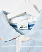 BabyBlue Lacoste Striped Long Sleeved Polo Shirt - Large