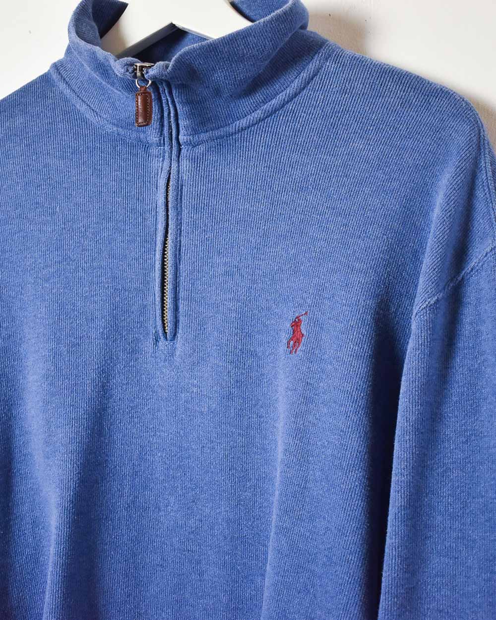 Blue Polo Ralph Lauren 1/4 Zip Sweatshirt - Large