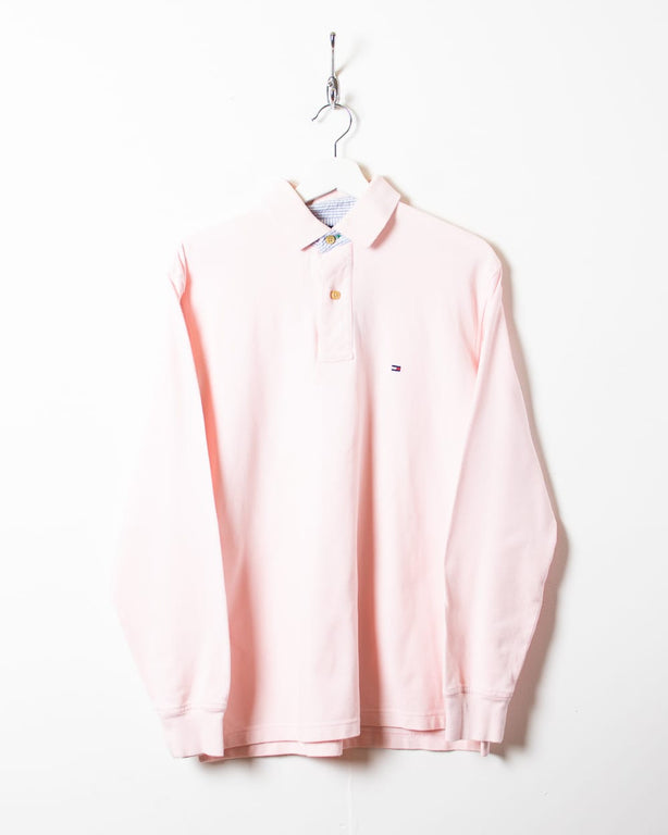 Pink Tommy Hilfiger Long Sleeved Polo Shirt - Medium