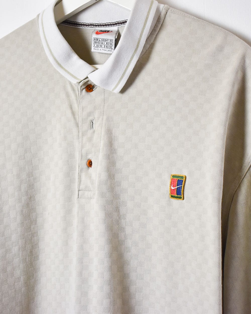 Vintage 90’s Nike polo store shirt Shirt Collared knit White Tan Brown XL