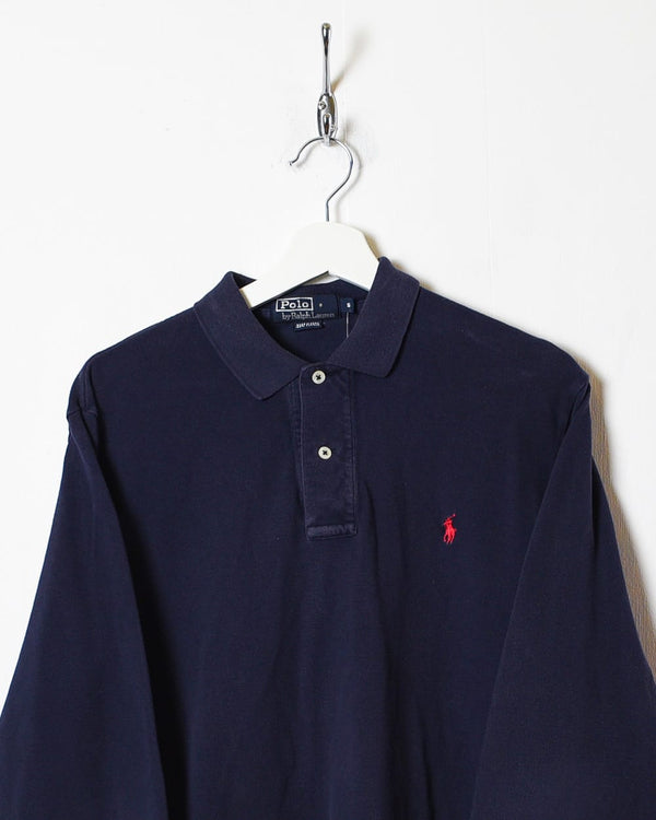 Navy Polo Ralph Lauren Long Sleeved Polo Shirt - Small