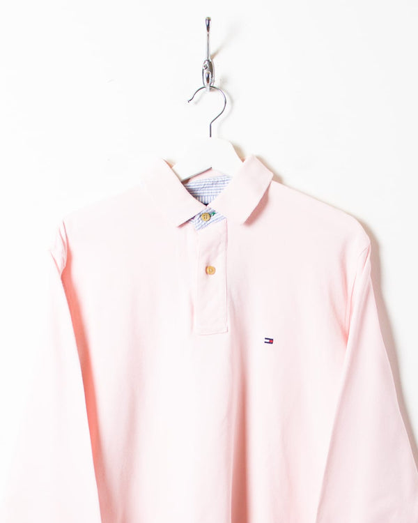Pink Tommy Hilfiger Long Sleeved Polo Shirt - Medium