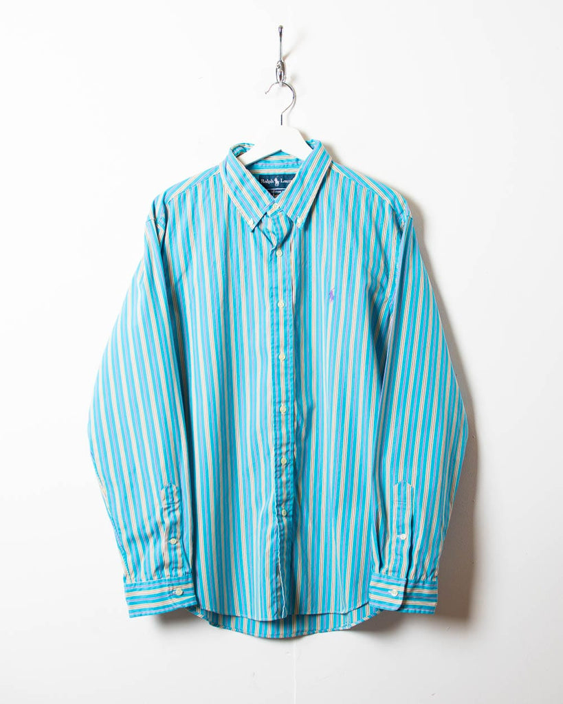 Vintage 90s BabyBlue Polo Ralph Lauren Striped Shirt - X-Large