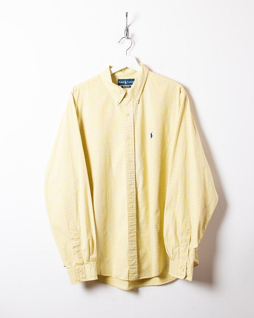 Vintage 90s Yellow Polo Ralph Lauren Checked Shirt - X-Large