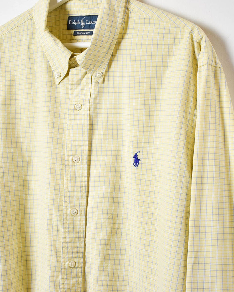 Vintage 90s Yellow Polo Ralph Lauren Checked Shirt - X-Large