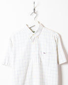 White Chemise Lacoste Checked Short Sleeved Shirt - Large