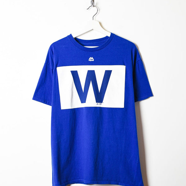 Vintage 00s Blue Majestic MLB Chicago Cubs W T-Shirt - X-Large