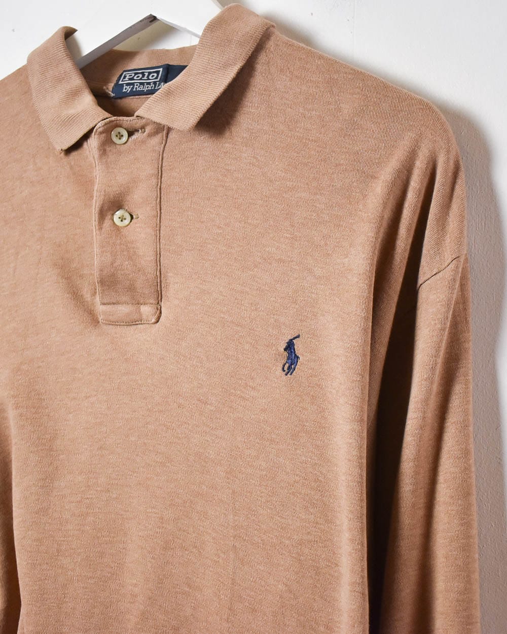 Neutral Polo Ralph Lauren Long Sleeved Polo Shirt - Small