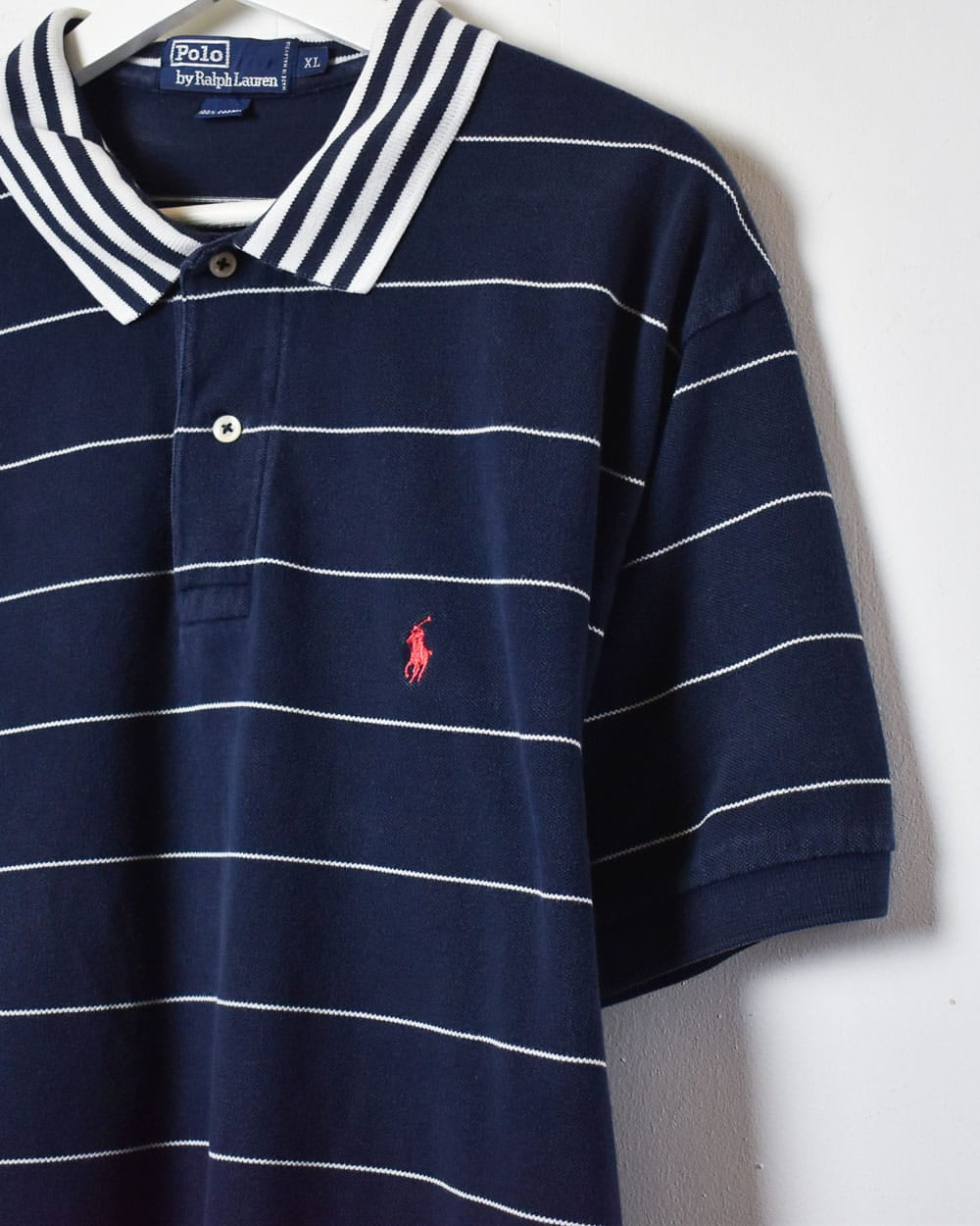 Navy Polo Ralph Lauren Striped Polo Shirt - X-Large