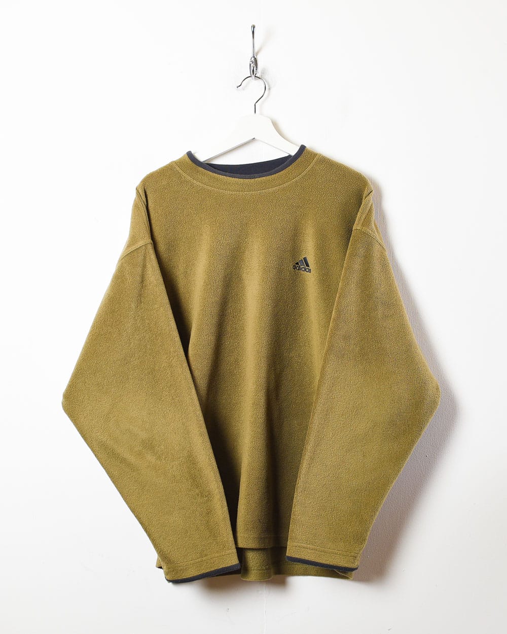 Khaki Adidas Mock Neck Fleece Sweatshirt - Large