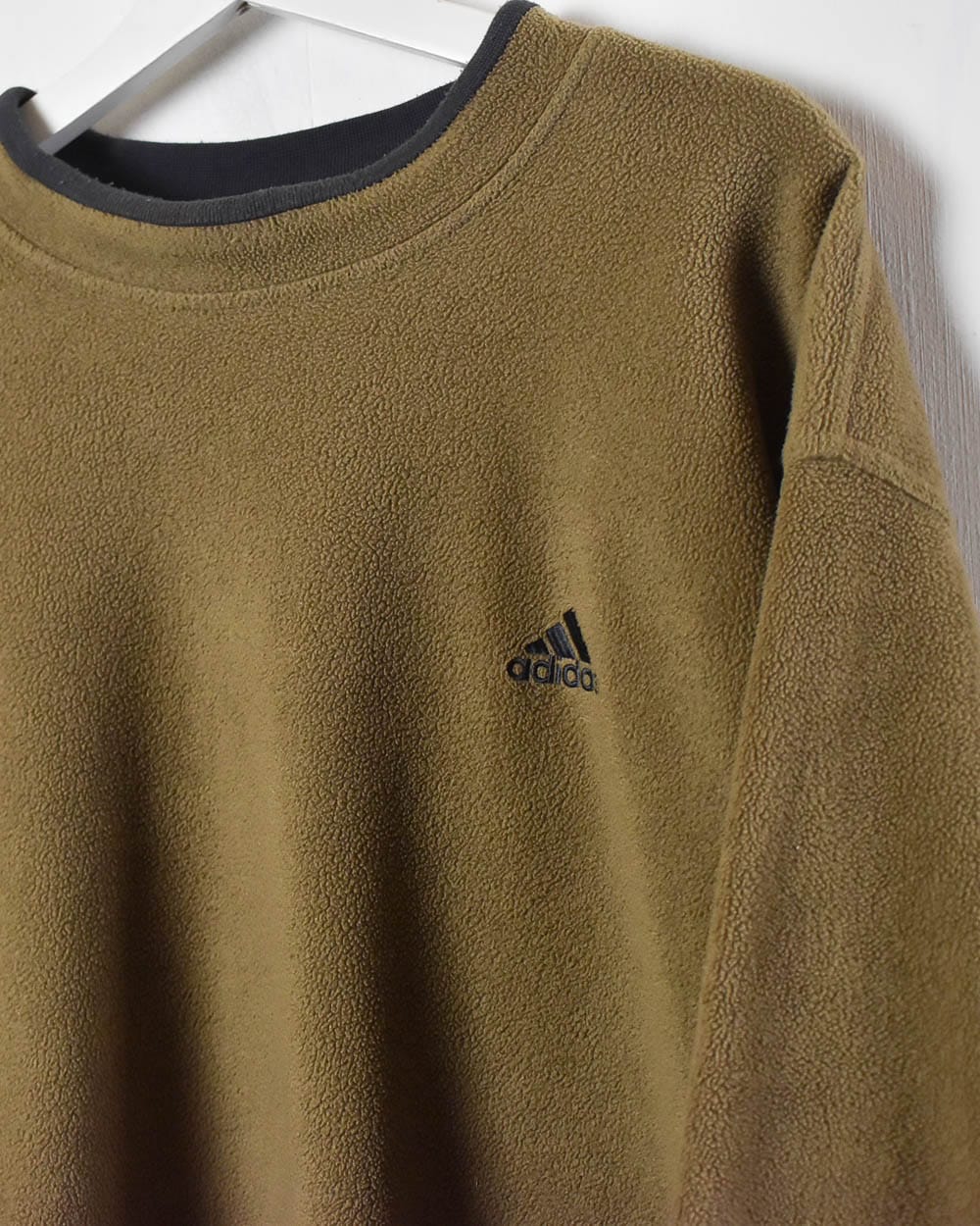 Khaki Adidas Mock Neck Fleece Sweatshirt - Large