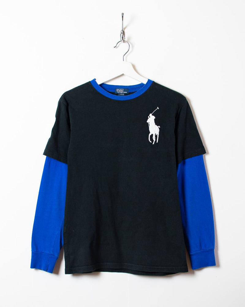 Vintage 90s Black Polo Ralph Lauren Long Sleeved T-Shirt - Large