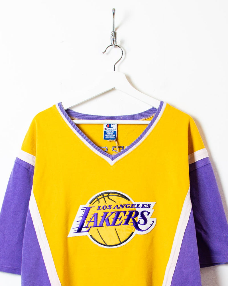Vintage 90s Yellow Champion NBA Los Angeles Lakers Shooting Shirt T-Shirt -  X-Large Cotton– Domno Vintage