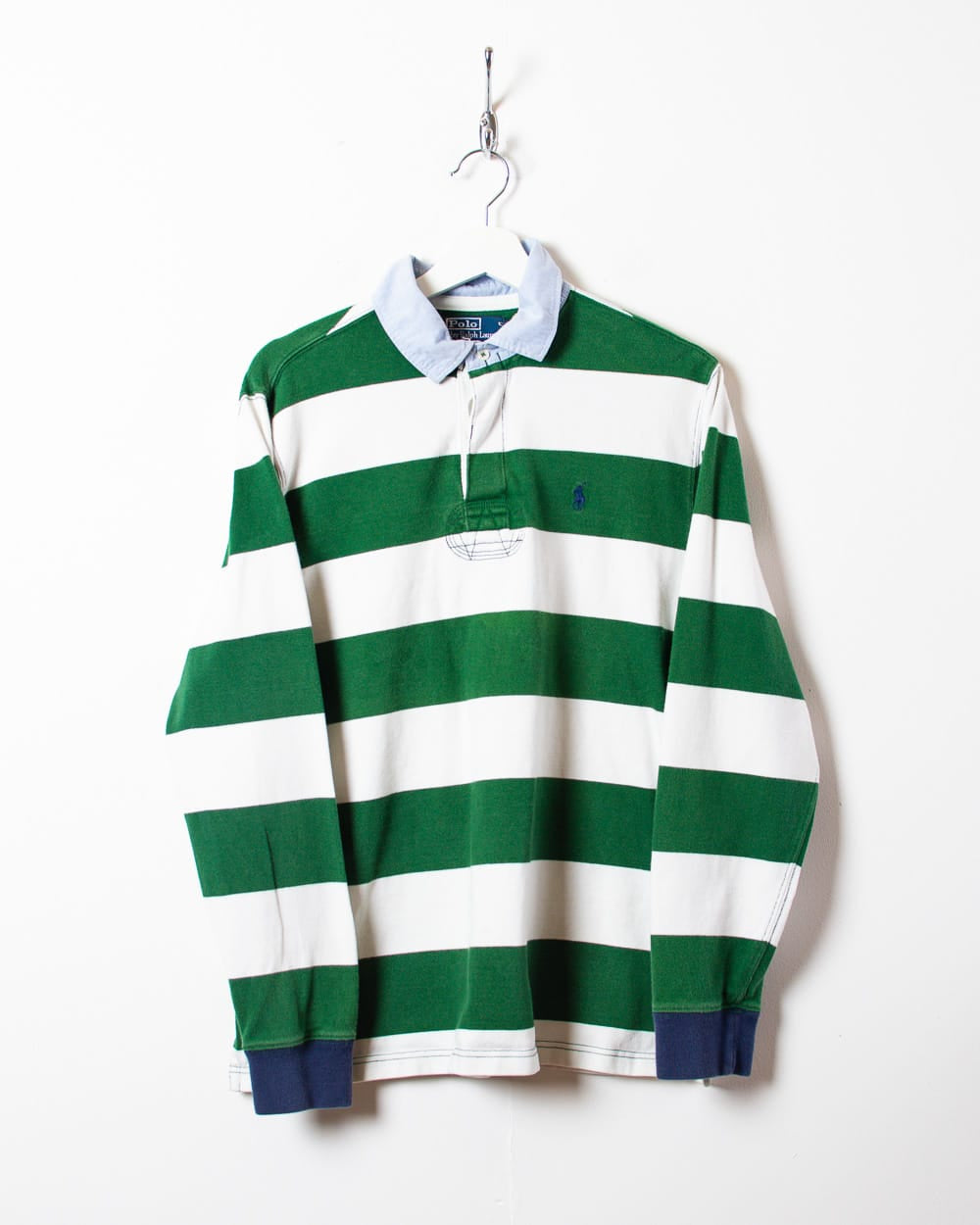 Green Polo Ralph Lauren Striped Rugby Shirt - Large