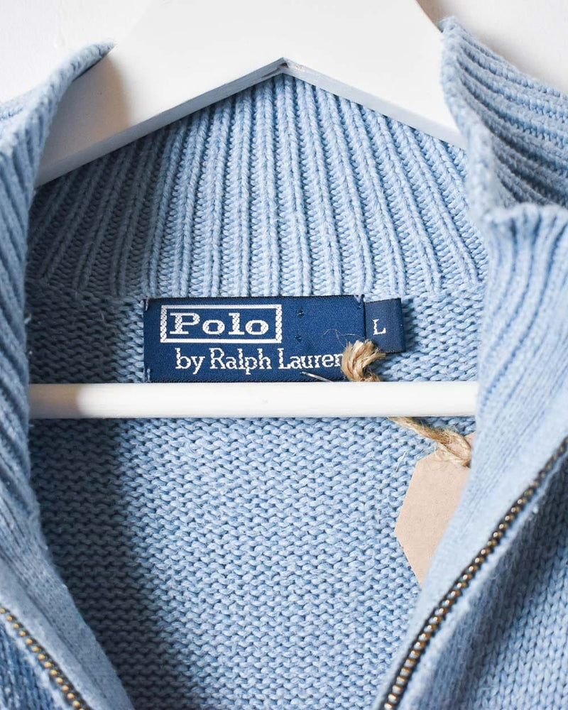 BabyBlue Polo Ralph Lauren 1/4 Zip Knitted Sweatshirt - Medium