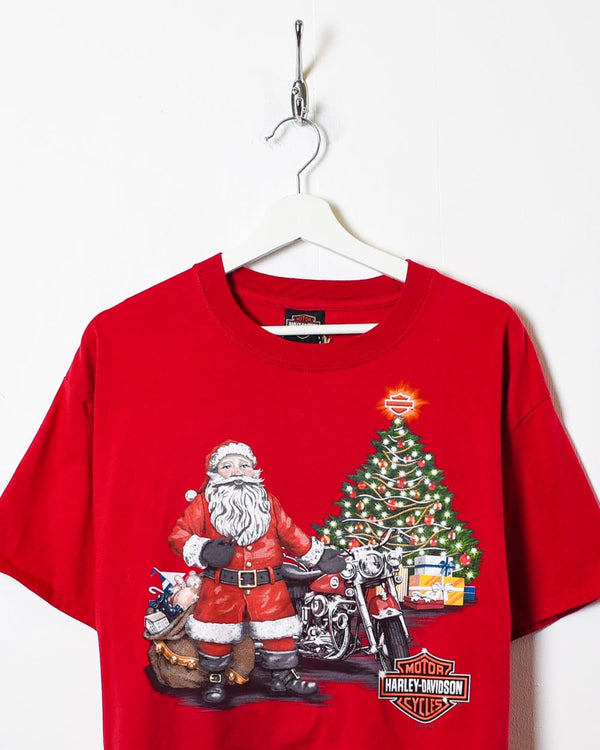 Red Harley Davidson Santa Claus T-Shirt - Large