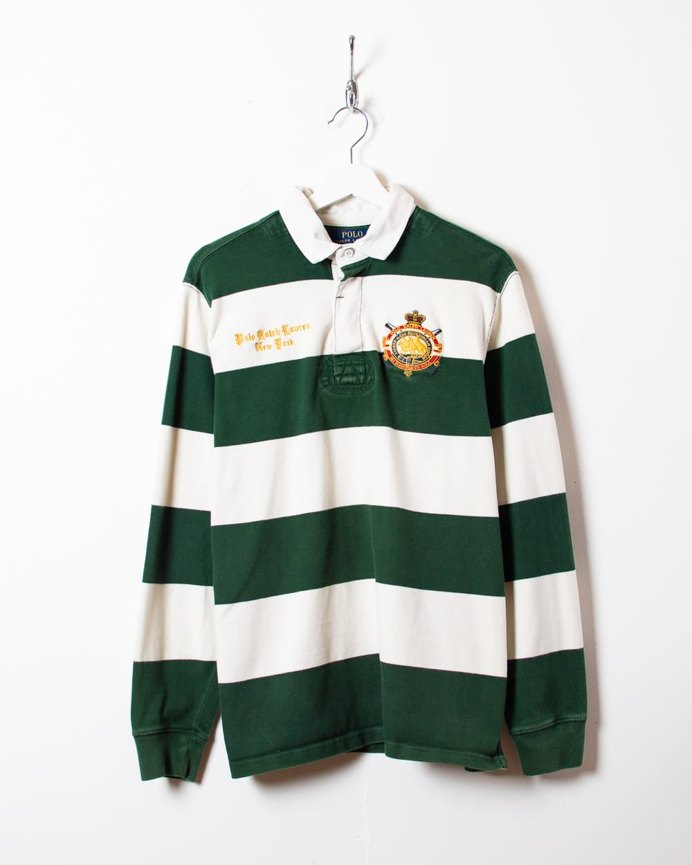 White Polo Ralph Lauren Striped Rugby Shirt - Large