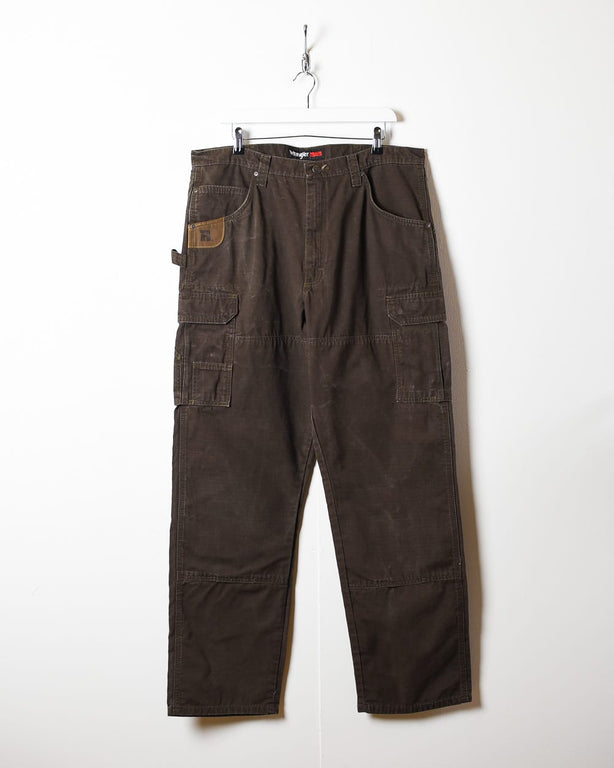 Brown Wrangler Riggs Workwear Double Knee Cargo Jeans - W38 L33