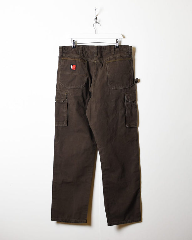 Brown Wrangler Riggs Workwear Double Knee Cargo Jeans - W38 L33